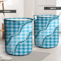 Blue Hawaii Palaka Laundry Basket Hawaiian Pikake Lei LT05 - Polynesian Pride
