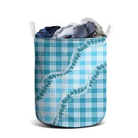 Blue Hawaii Palaka Laundry Basket Hawaiian Pikake Lei LT05 - Polynesian Pride