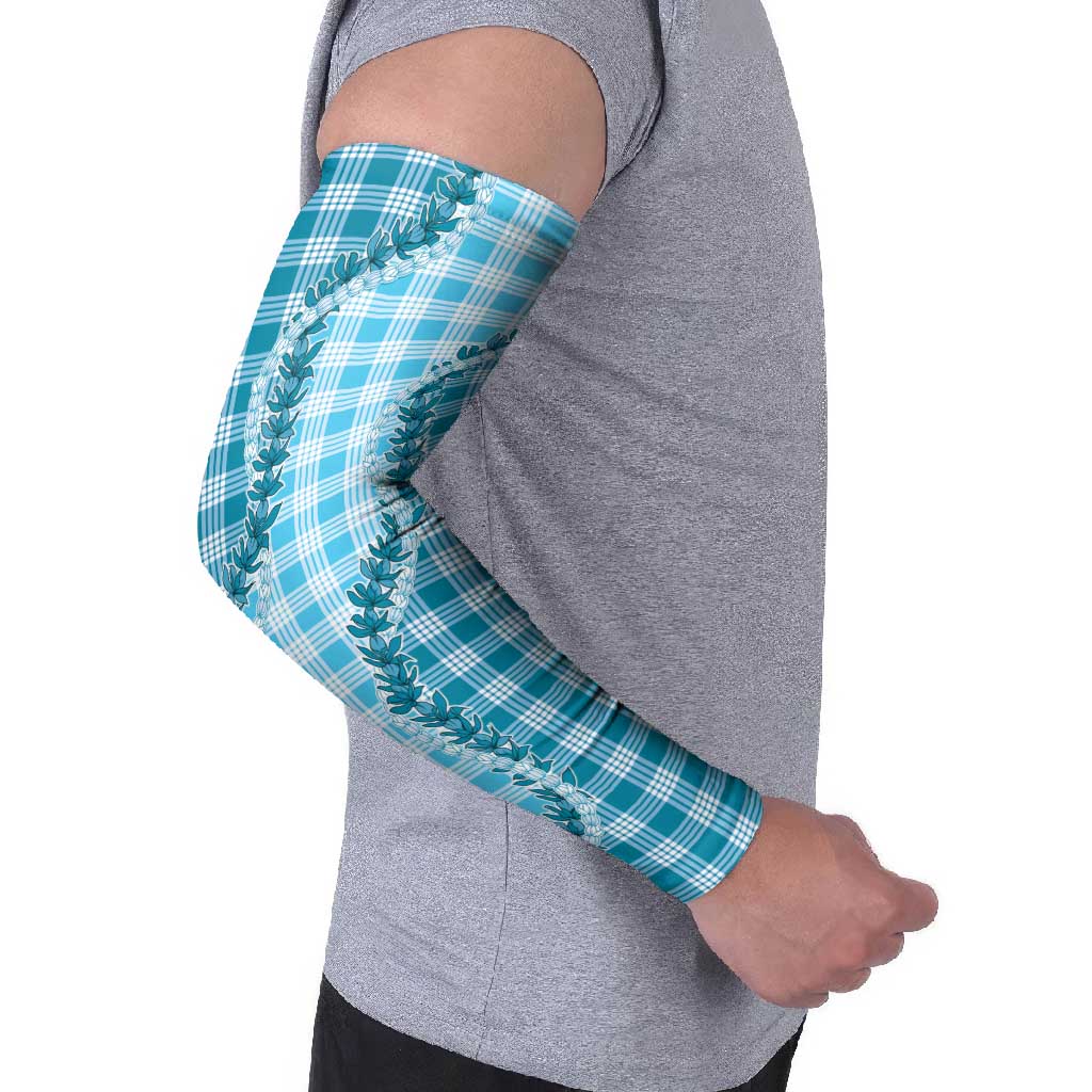 Blue Hawaii Palaka Arm Sleeves Hawaiian Pikake Lei LT05 - Polynesian Pride
