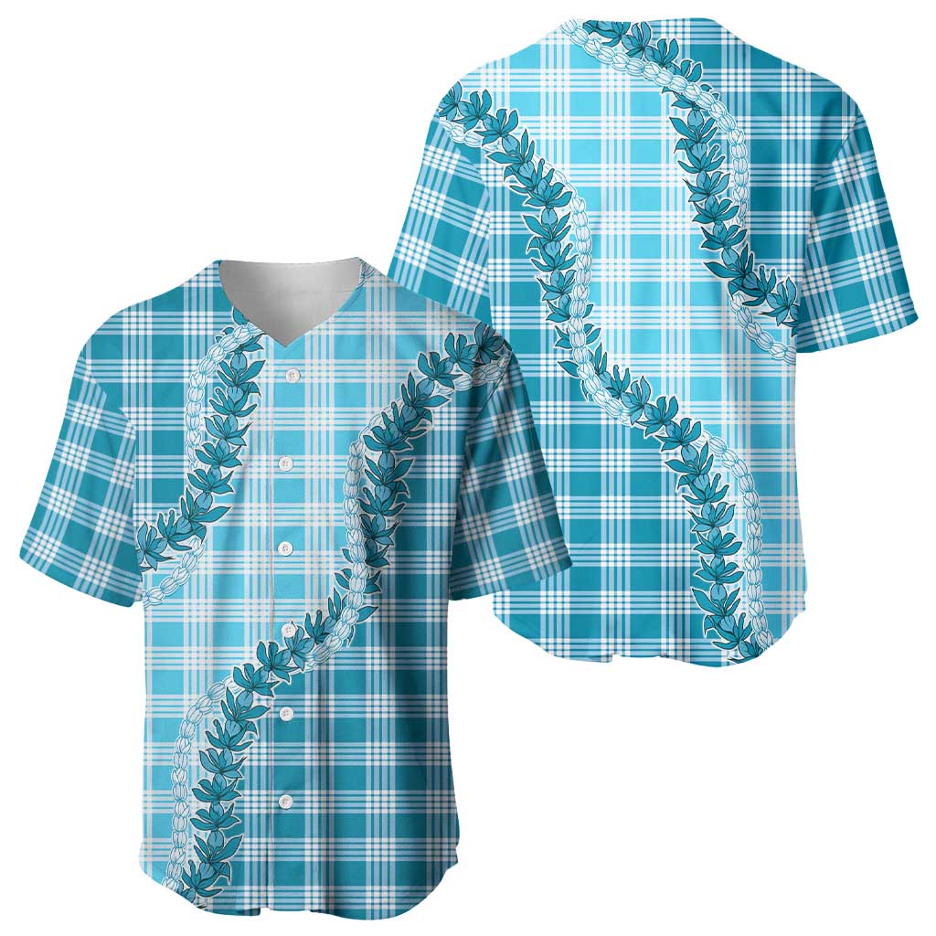 Blue Hawaii Palaka Baseball Jersey Hawaiian Pikake Lei LT05 - Polynesian Pride