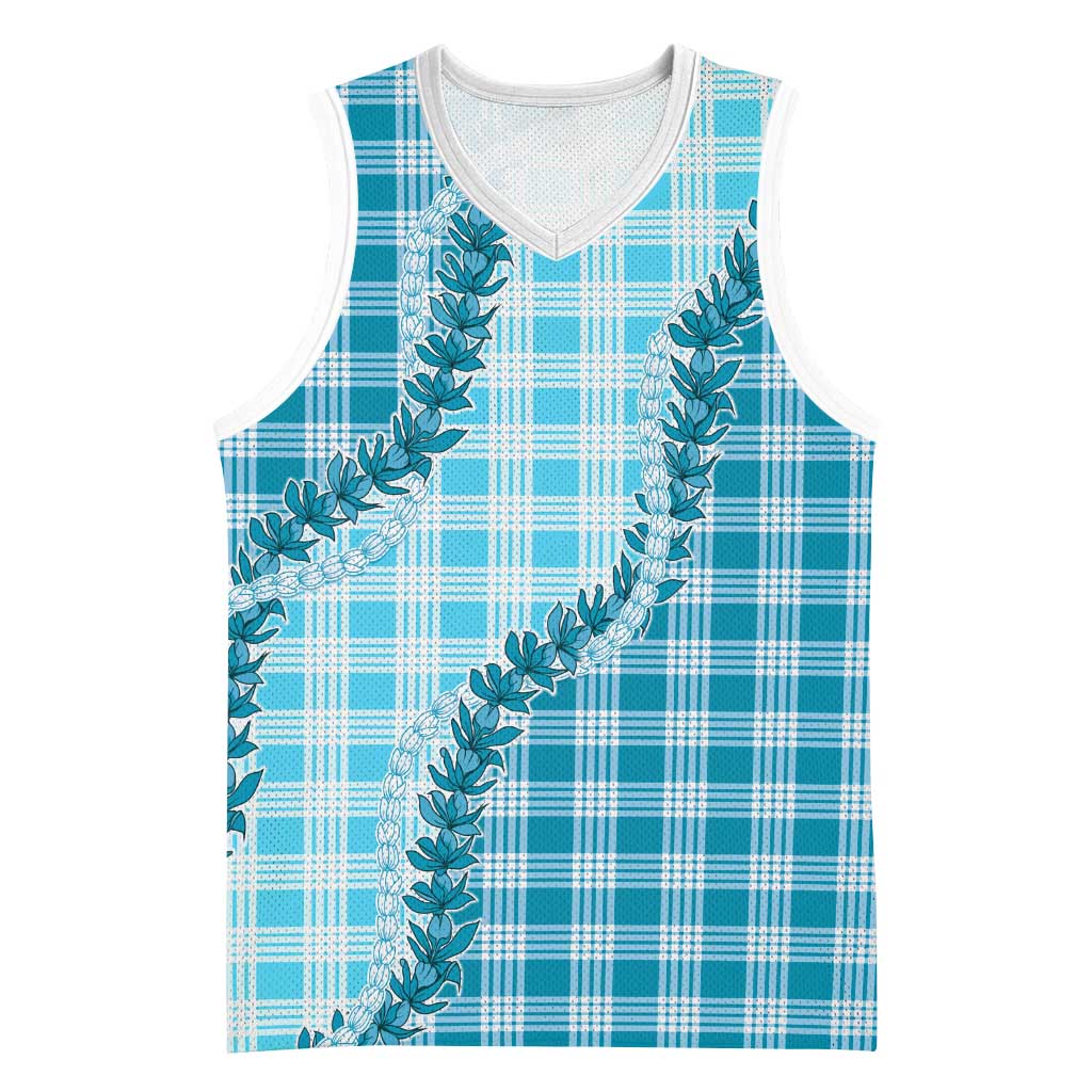 Blue Hawaii Palaka Basketball Jersey Hawaiian Pikake Lei LT05 Unisex Blue - Polynesian Pride