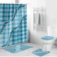 Blue Hawaii Palaka Bathroom Set Hawaiian Pikake Lei LT05 Bathroom Set (4 pcs) Blue - Polynesian Pride