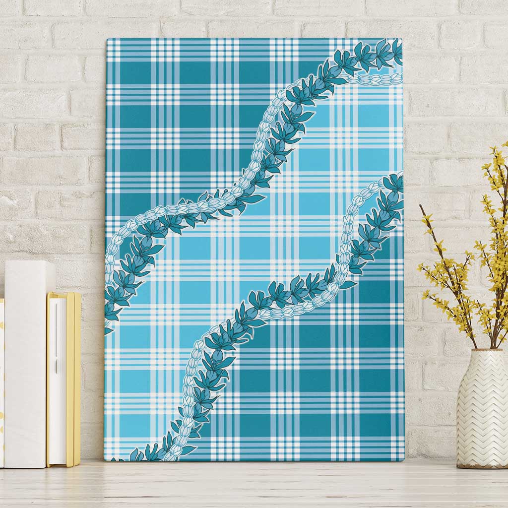 Blue Hawaii Palaka Canvas Wall Art Hawaiian Pikake Lei LT05 Without Frame Blue - Polynesian Pride