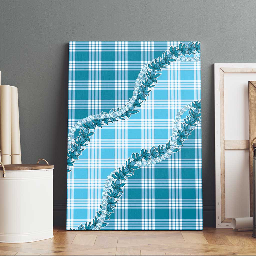 Blue Hawaii Palaka Canvas Wall Art Hawaiian Pikake Lei LT05 - Polynesian Pride