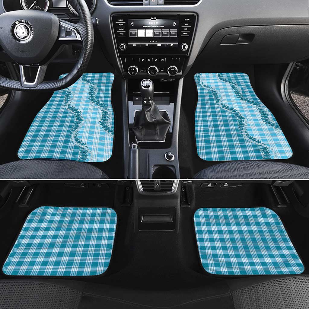 Blue Hawaii Palaka Car Mats Hawaiian Pikake Lei LT05 Set 4pcs Blue - Polynesian Pride