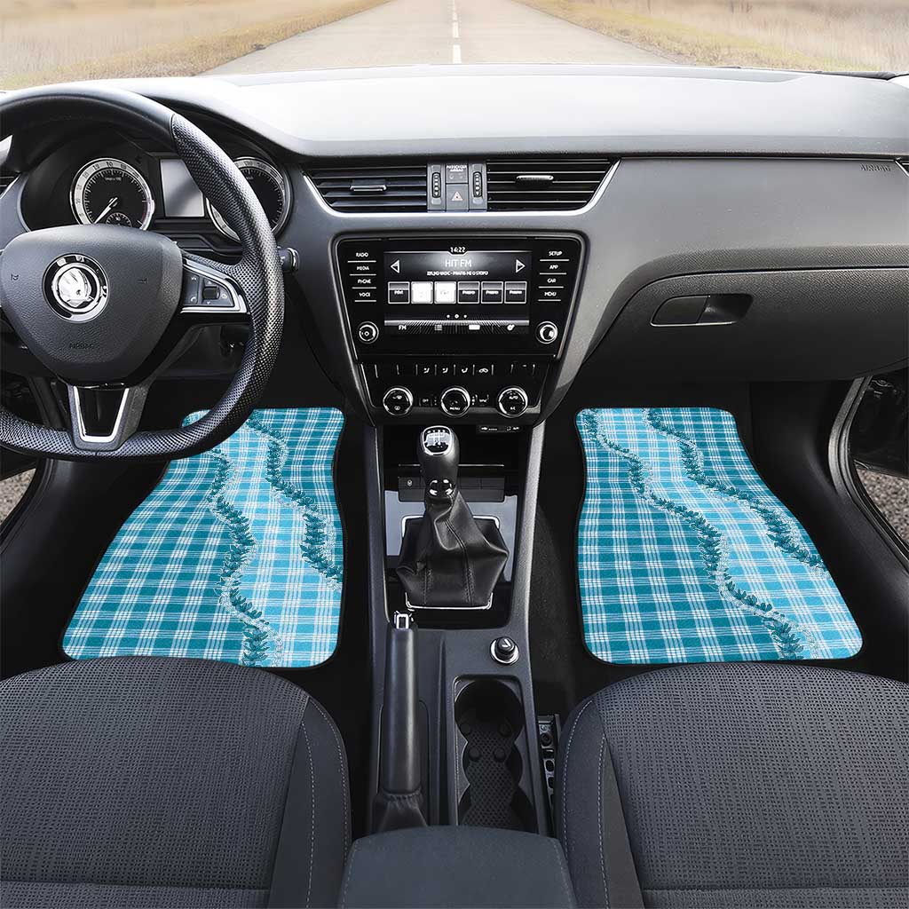 Blue Hawaii Palaka Car Mats Hawaiian Pikake Lei LT05 Set 2pcs - Front Blue - Polynesian Pride
