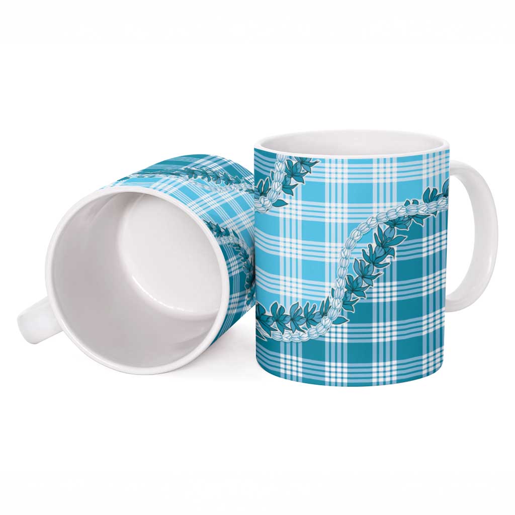Blue Hawaii Palaka Ceramic Mug Hawaiian Pikake Lei LT05 - Polynesian Pride