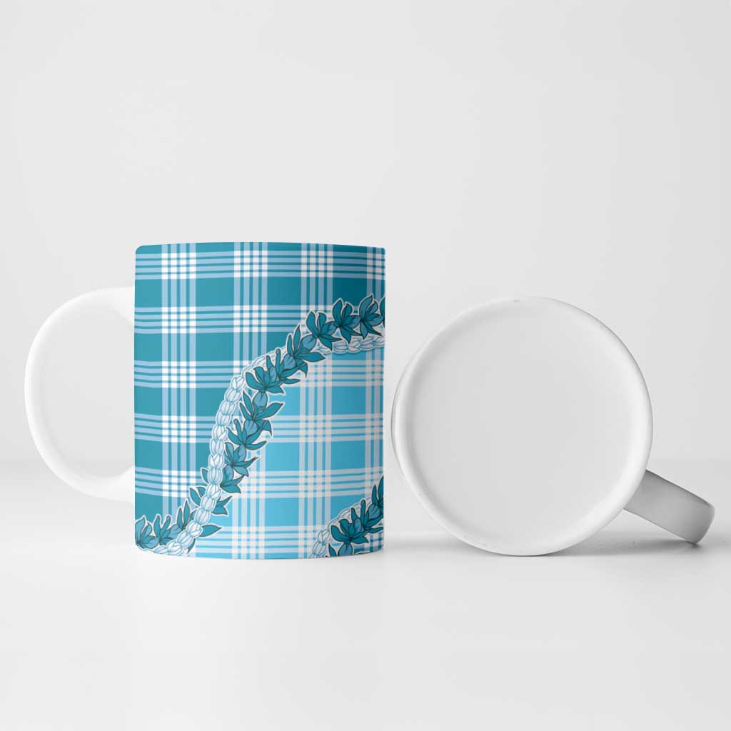 Blue Hawaii Palaka Ceramic Mug Hawaiian Pikake Lei LT05 - Polynesian Pride