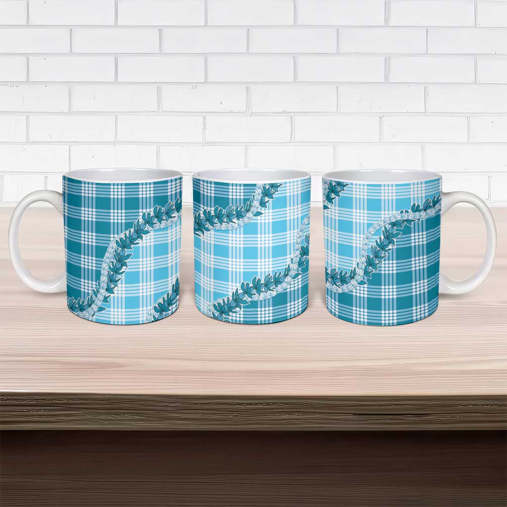 Blue Hawaii Palaka Ceramic Mug Hawaiian Pikake Lei LT05 - Polynesian Pride