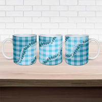 Blue Hawaii Palaka Ceramic Mug Hawaiian Pikake Lei LT05 - Polynesian Pride