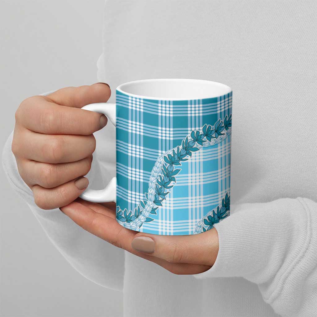 Blue Hawaii Palaka Ceramic Mug Hawaiian Pikake Lei LT05 - Polynesian Pride
