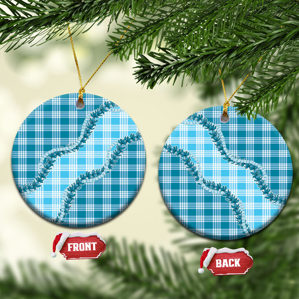 Blue Hawaii Palaka Ceramic Ornament Hawaiian Pikake Lei LT05 Circle Blue - Polynesian Pride