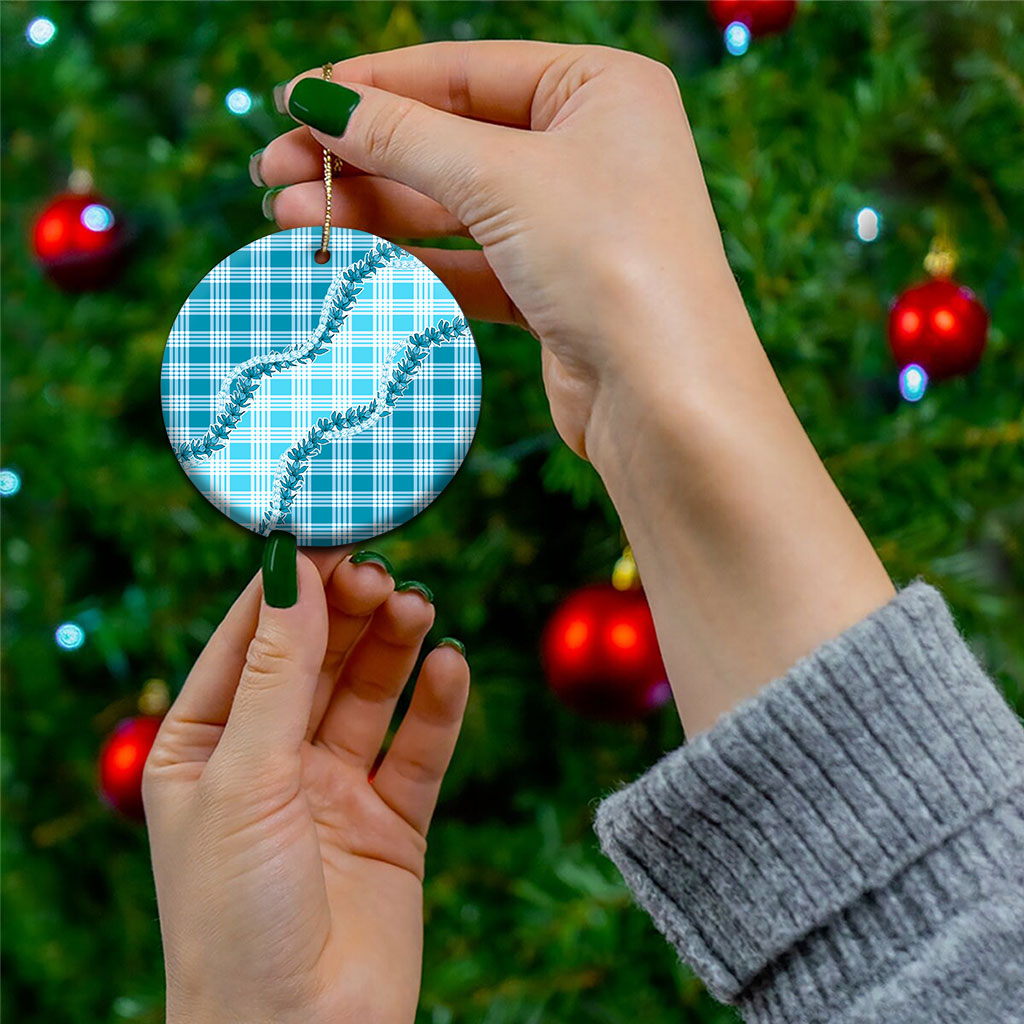 Blue Hawaii Palaka Ceramic Ornament Hawaiian Pikake Lei