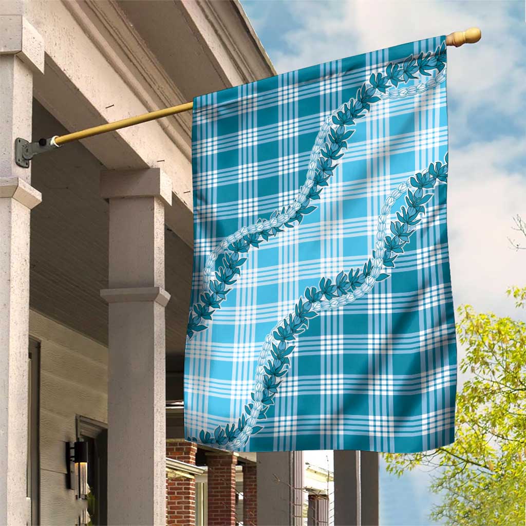 Blue Hawaii Palaka Garden Flag Hawaiian Pikake Lei LT05 House Flag Blue - Polynesian Pride