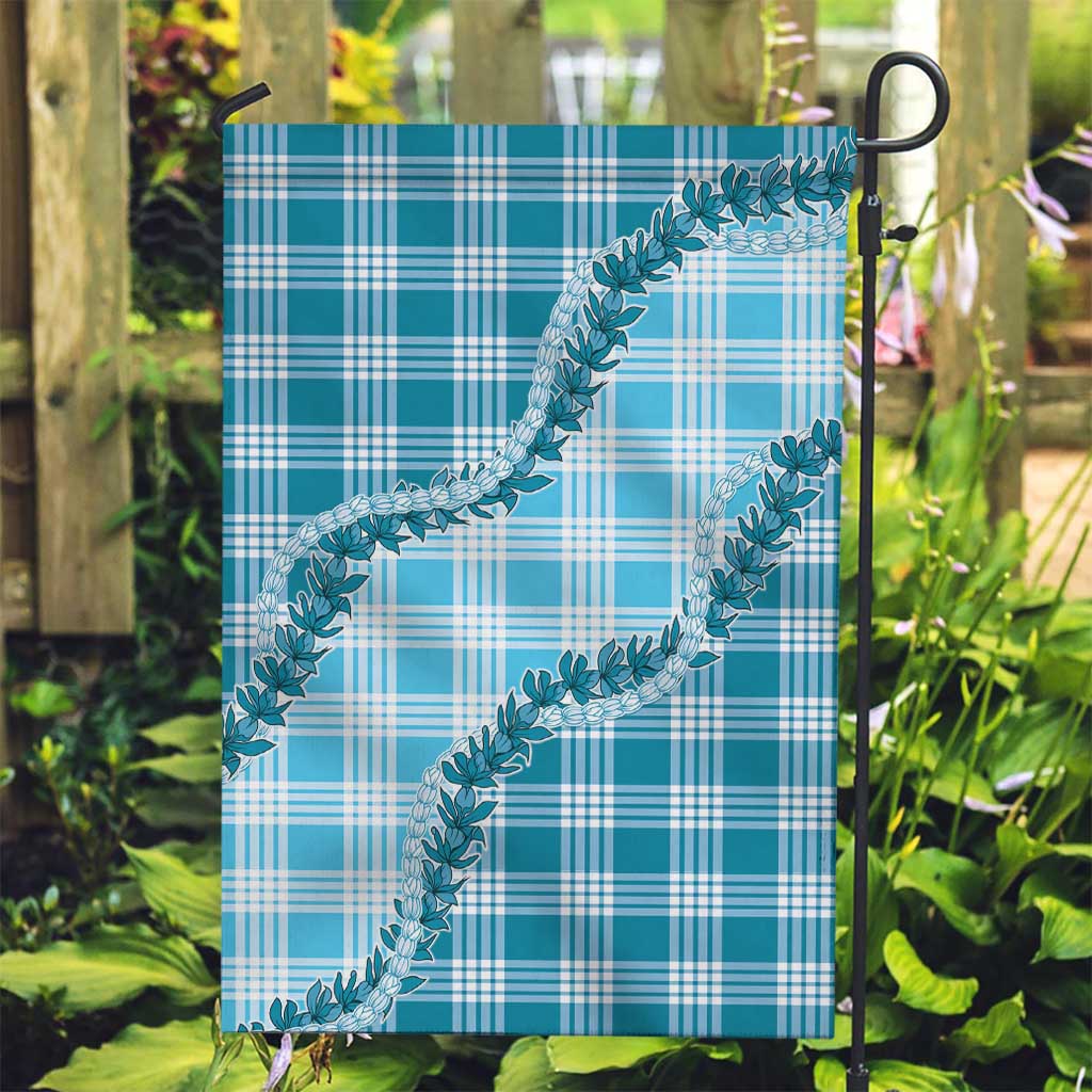 Blue Hawaii Palaka Garden Flag Hawaiian Pikake Lei LT05 Garden Flag Blue - Polynesian Pride