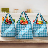 Blue Hawaii Palaka Grocery Bag Hawaiian Pikake Lei LT05 3-pack One Size Blue - Polynesian Pride