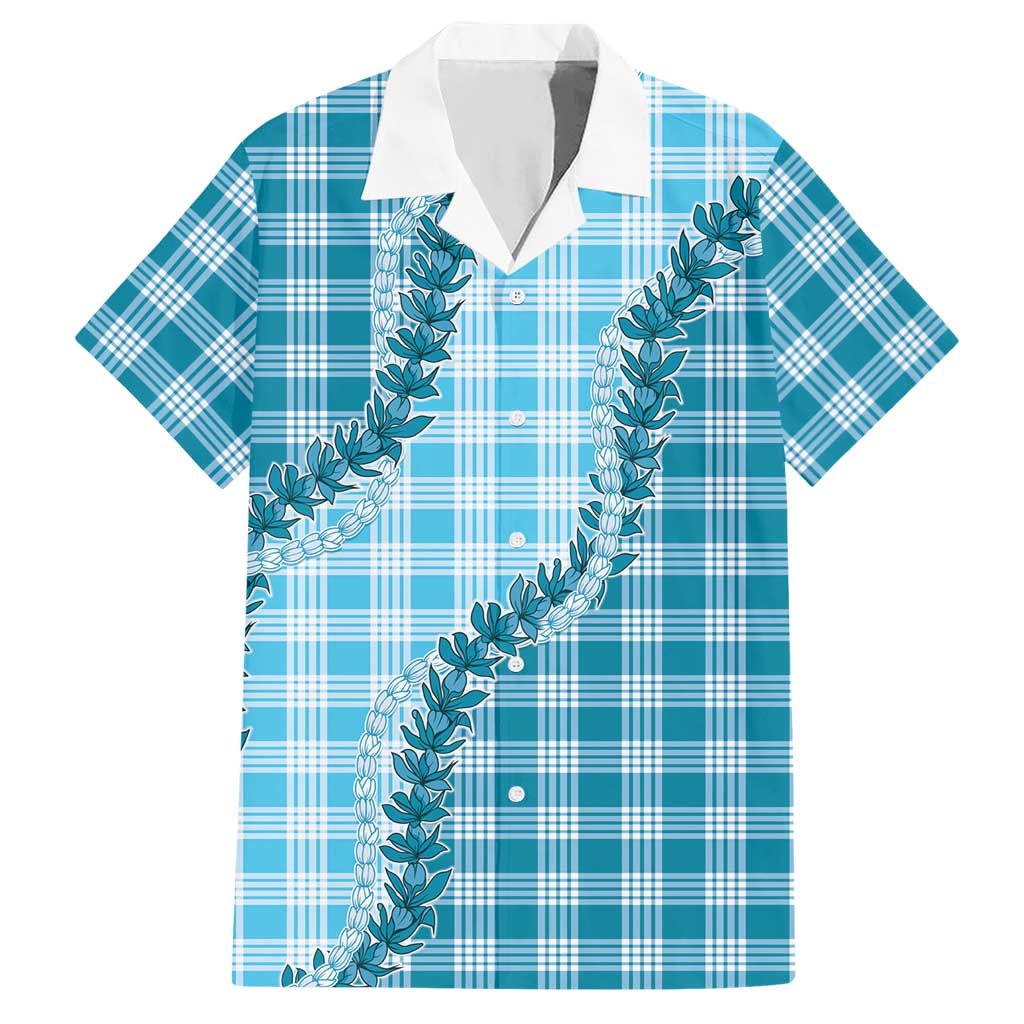 Blue Hawaii Palaka Hawaiian Shirt Hawaiian Pikake Lei LT05 Blue - Polynesian Pride