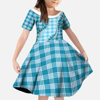 Blue Hawaii Palaka Kid Short Sleeve Dress Hawaiian Pikake Lei LT05 KID Blue - Polynesian Pride