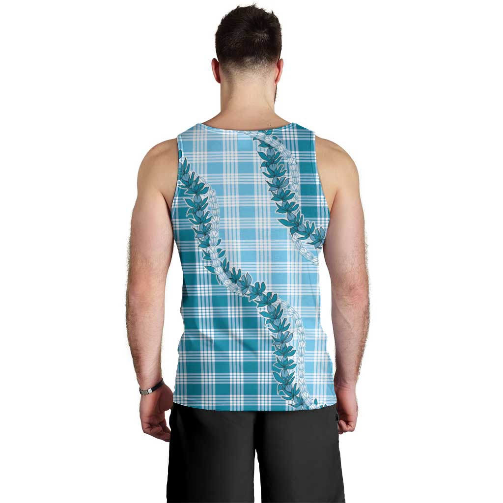 Blue Hawaii Palaka Men Tank Top Hawaiian Pikake Lei LT05 - Polynesian Pride