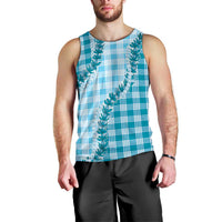 Blue Hawaii Palaka Men Tank Top Hawaiian Pikake Lei LT05 - Polynesian Pride