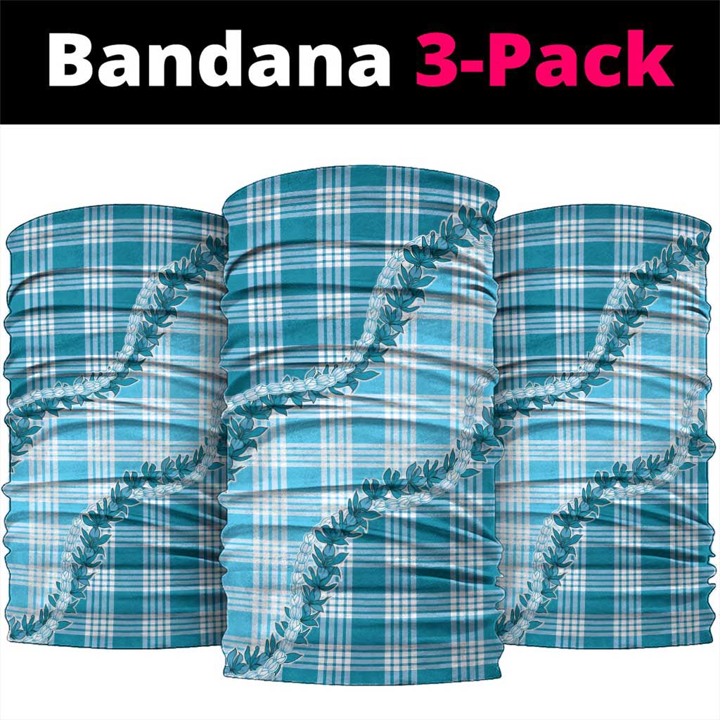 Blue Hawaii Palaka Neck Gaiter Hawaiian Pikake Lei LT05 package One Size: 25*50cm Blue - Polynesian Pride