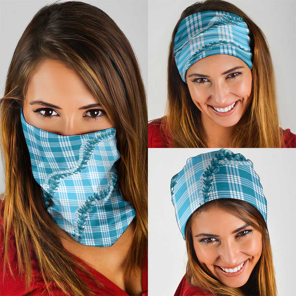 Blue Hawaii Palaka Neck Gaiter Hawaiian Pikake Lei LT05 - Polynesian Pride