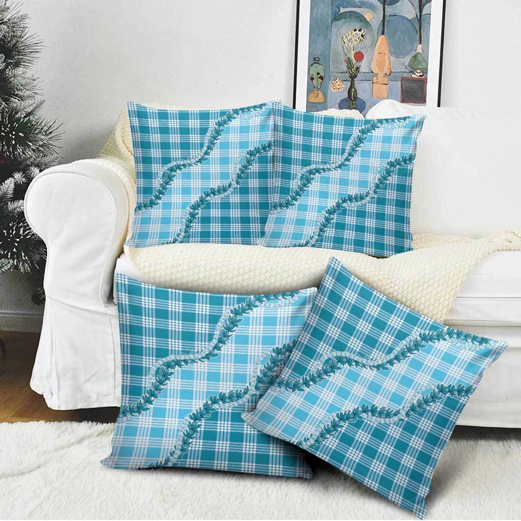 Blue Hawaii Palaka Pillow Cover Hawaiian Pikake Lei LT05 - Polynesian Pride
