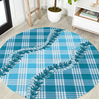 Blue Hawaii Palaka Round Carpet Hawaiian Pikake Lei LT05 Blue - Polynesian Pride