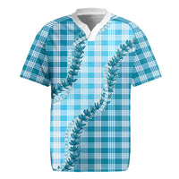 Blue Hawaii Palaka Rugby Jersey Hawaiian Pikake Lei LT05 Blue - Polynesian Pride