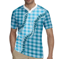 Blue Hawaii Palaka Rugby Jersey Hawaiian Pikake Lei LT05 - Polynesian Pride