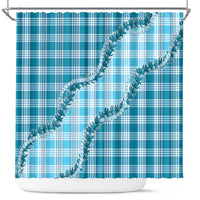 Blue Hawaii Palaka Shower Curtain Hawaiian Pikake Lei LT05 Blue - Polynesian Pride