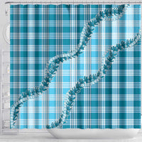 Blue Hawaii Palaka Shower Curtain Hawaiian Pikake Lei LT05 - Polynesian Pride