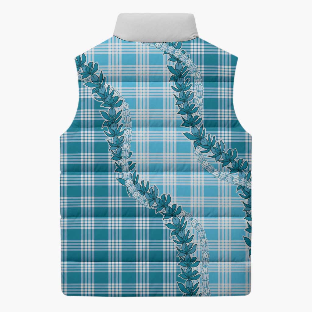 Blue Hawaii Palaka Sleeveless Puffer Jacket Hawaiian Pikake Lei LT05 - Polynesian Pride