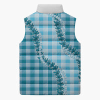 Blue Hawaii Palaka Sleeveless Puffer Jacket Hawaiian Pikake Lei LT05 - Polynesian Pride