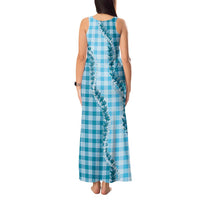 Blue Hawaii Palaka Tank Maxi Dress Hawaiian Pikake Lei LT05 - Polynesian Pride