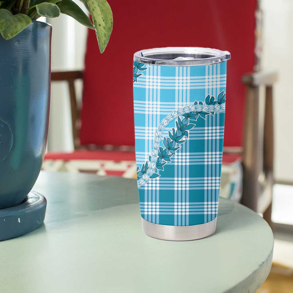 Blue Hawaii Palaka Tumbler Cup Hawaiian Pikake Lei LT05 - Polynesian Pride