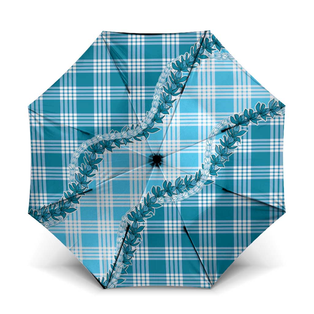 Blue Hawaii Palaka Umbrella Hawaiian Pikake Lei LT05 One Size Folded 11.42 inch Opened Diameter 37.4 inch Blue - Polynesian Pride