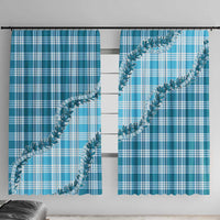 Blue Hawaii Palaka Window Curtain Hawaiian Pikake Lei LT05 With Hooks Blue - Polynesian Pride