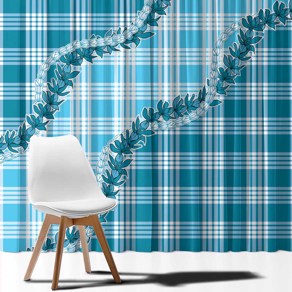Blue Hawaii Palaka Window Curtain Hawaiian Pikake Lei LT05 - Polynesian Pride