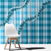 Blue Hawaii Palaka Window Curtain Hawaiian Pikake Lei LT05 - Polynesian Pride