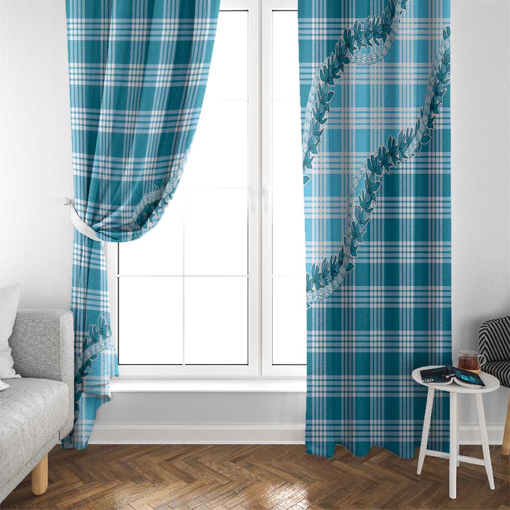 Blue Hawaii Palaka Window Curtain Hawaiian Pikake Lei LT05 - Polynesian Pride