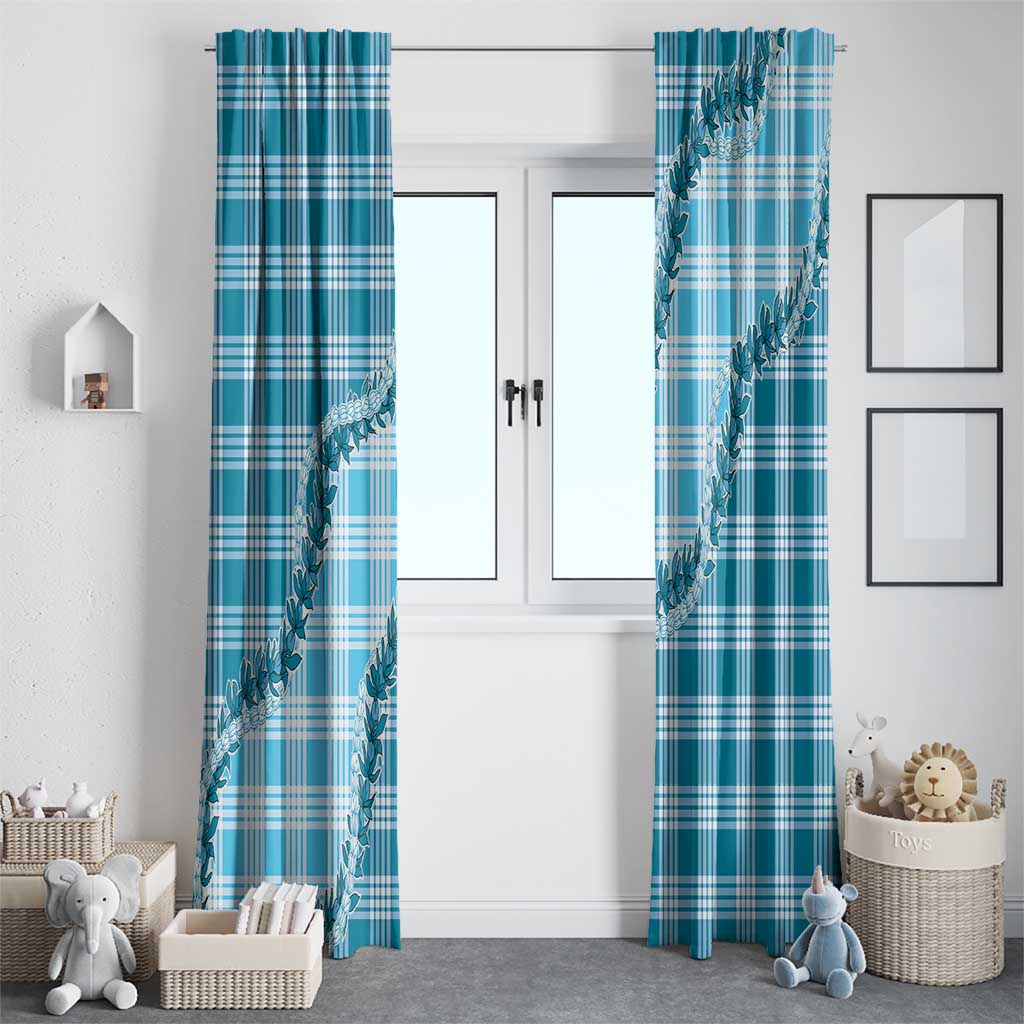 Blue Hawaii Palaka Window Curtain Hawaiian Pikake Lei LT05 - Polynesian Pride