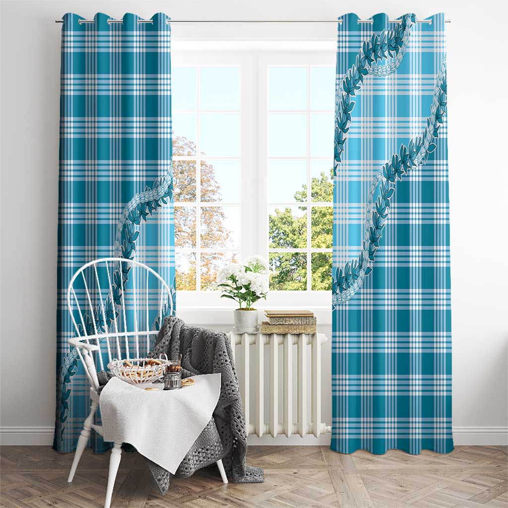 Blue Hawaii Palaka Window Curtain Hawaiian Pikake Lei LT05 - Polynesian Pride