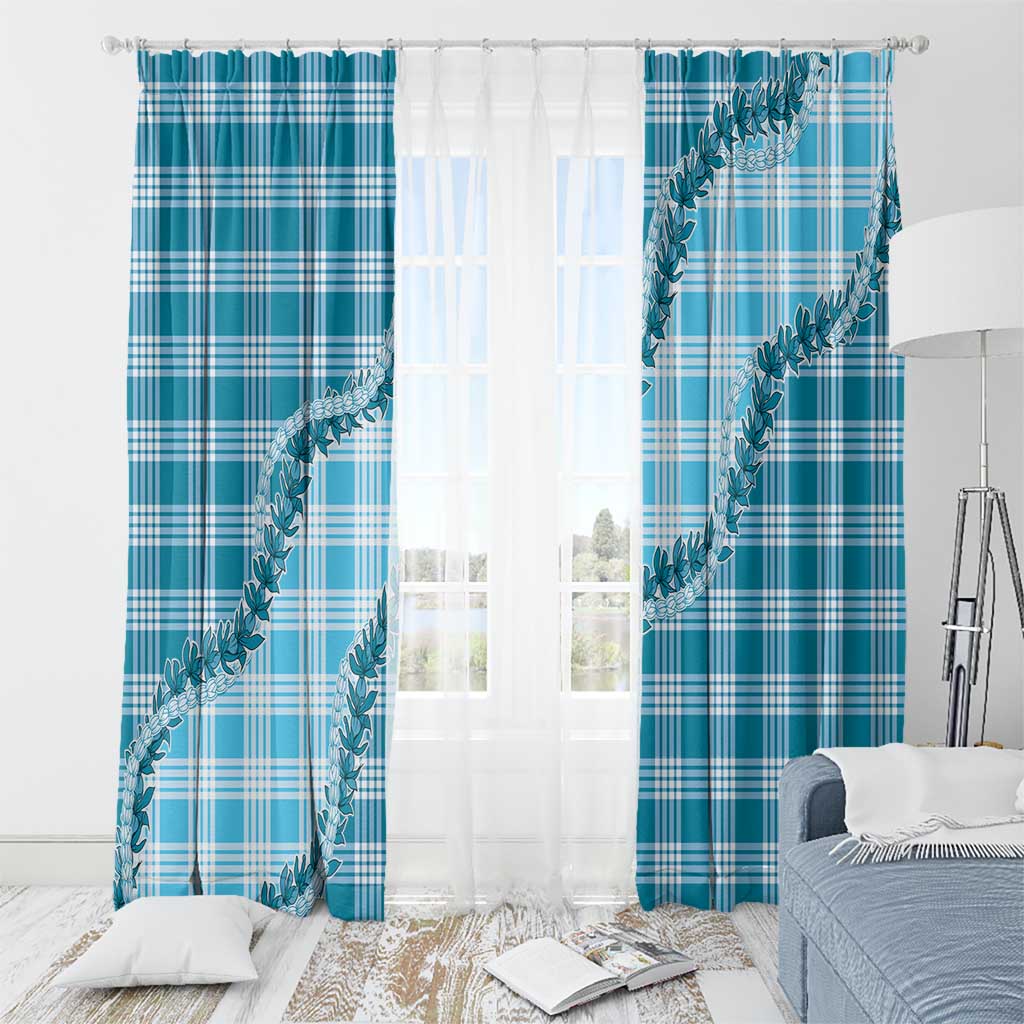 Blue Hawaii Palaka Window Curtain Hawaiian Pikake Lei LT05 - Polynesian Pride