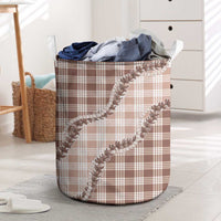 Beige Hawaii Palaka Laundry Basket Hawaiian Pikake Lei LT05 Beige - Polynesian Pride