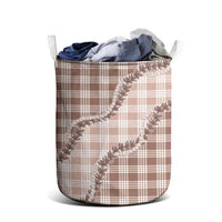 Beige Hawaii Palaka Laundry Basket Hawaiian Pikake Lei LT05 - Polynesian Pride
