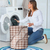 Beige Hawaii Palaka Laundry Basket Hawaiian Pikake Lei LT05 - Polynesian Pride