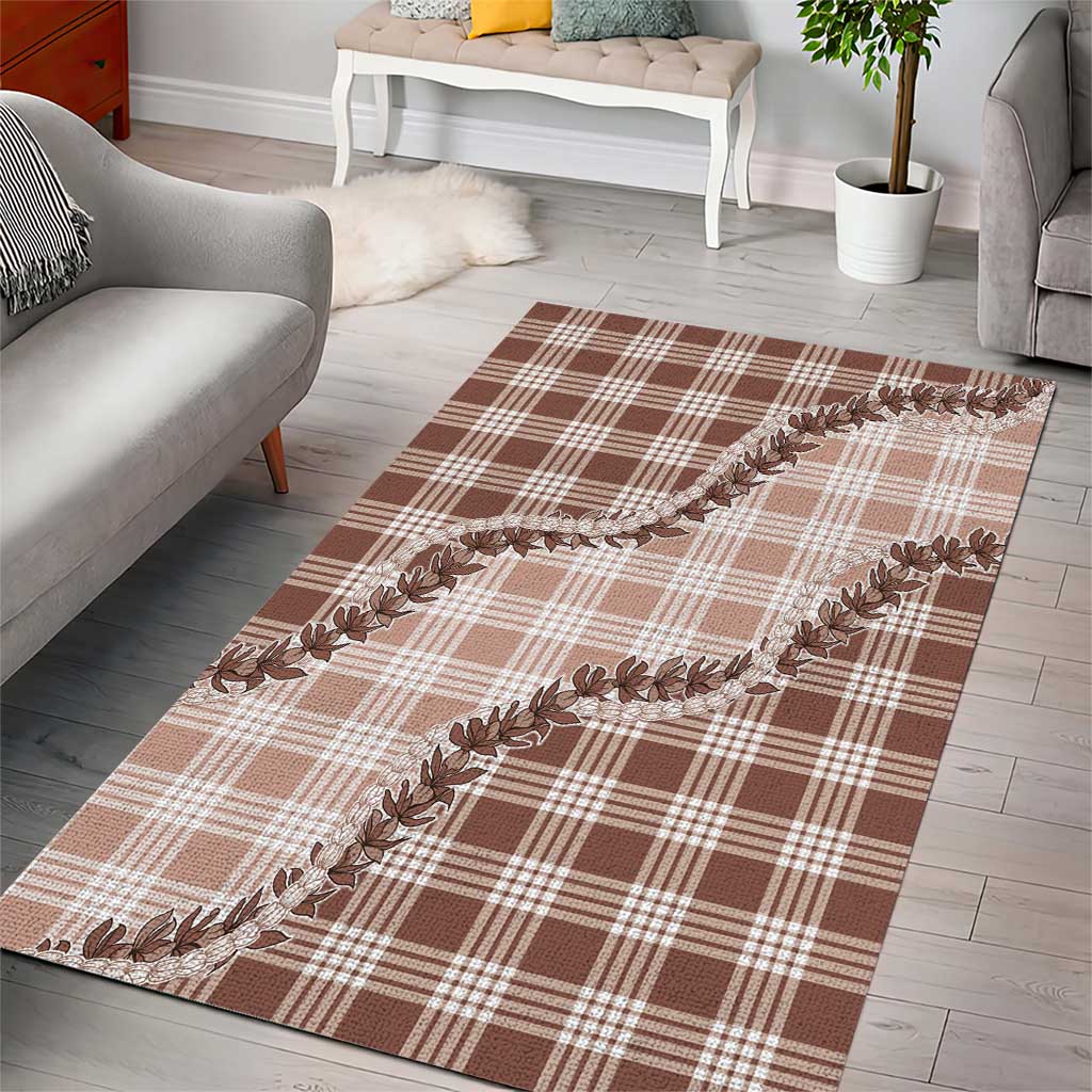 Beige Hawaii Palaka Area Rug Hawaiian Pikake Lei LT05 - Polynesian Pride