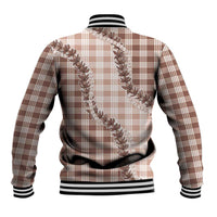 Beige Hawaii Palaka Baseball Jacket Hawaiian Pikake Lei LT05 - Polynesian Pride