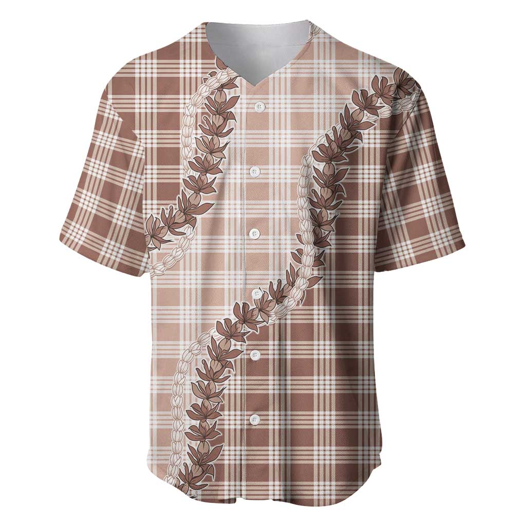 Beige Hawaii Palaka Baseball Jersey Hawaiian Pikake Lei LT05 Beige - Polynesian Pride